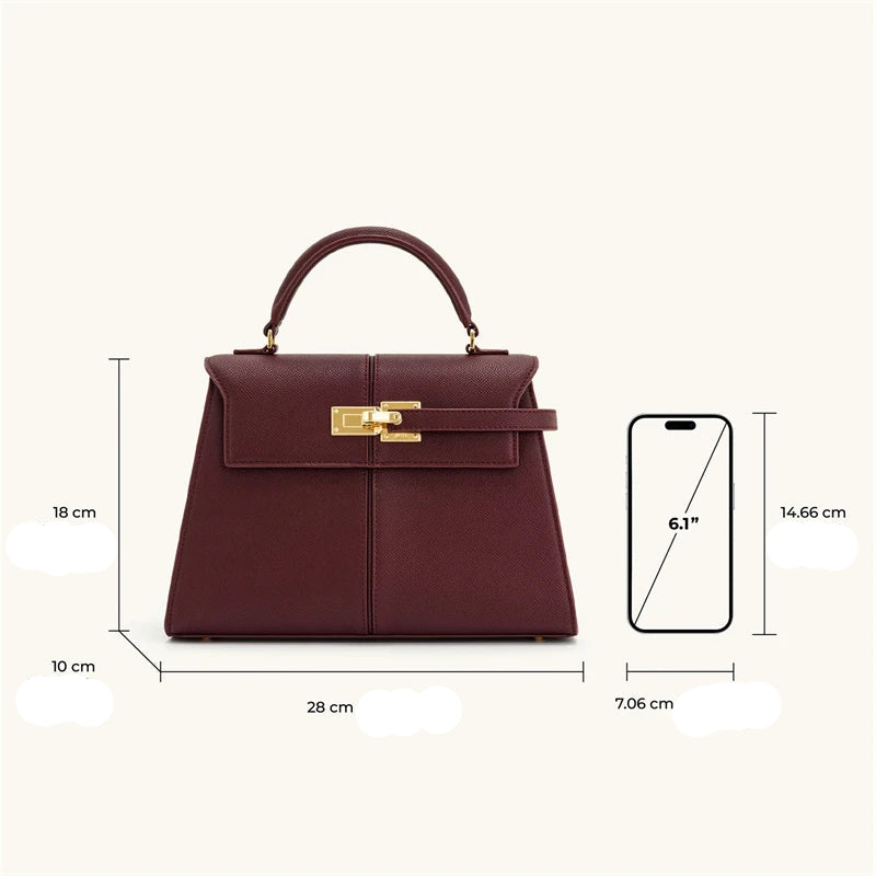 Bolsa de Couro Élise Bordeaux Grand Classique
