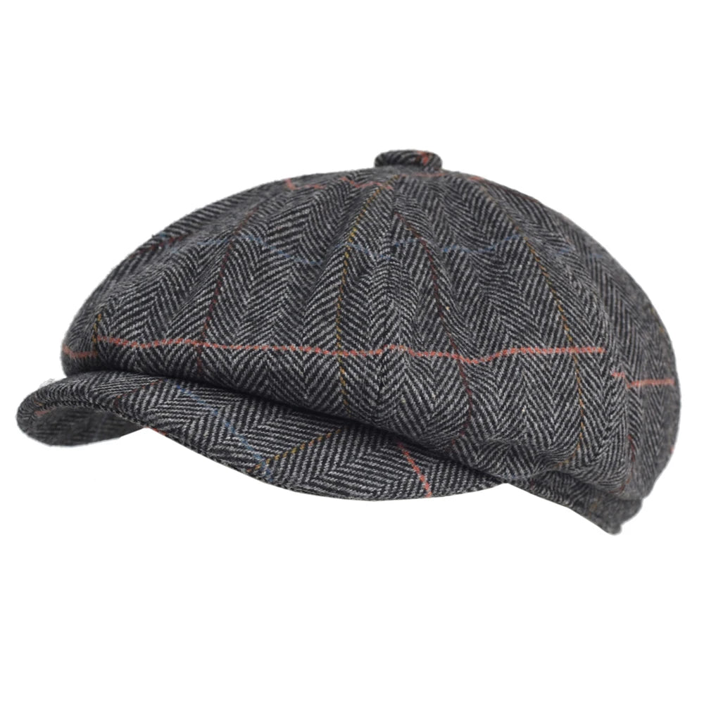 Chapéu de Inverno Elegante em Lã Herringbone - Estilo Retrô Unissex