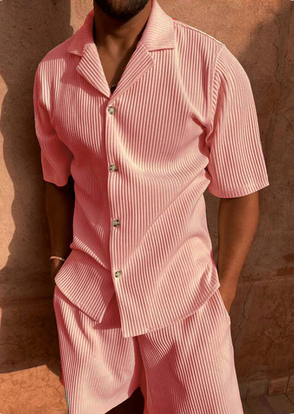 Conjunto Minimalista em Veludo Cotelê – Camisa e Bermuda Casual
