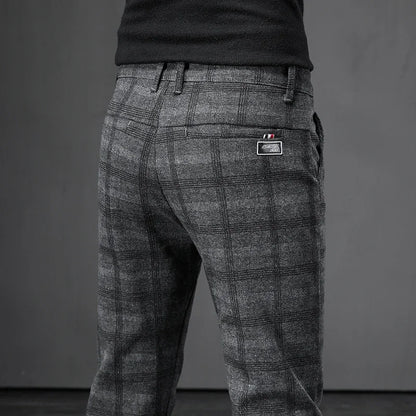 Calça Masculina em Tecido Macio - Estilo Coreano Casual para Outono e Primavera - Slim Fit Reto com Elastano