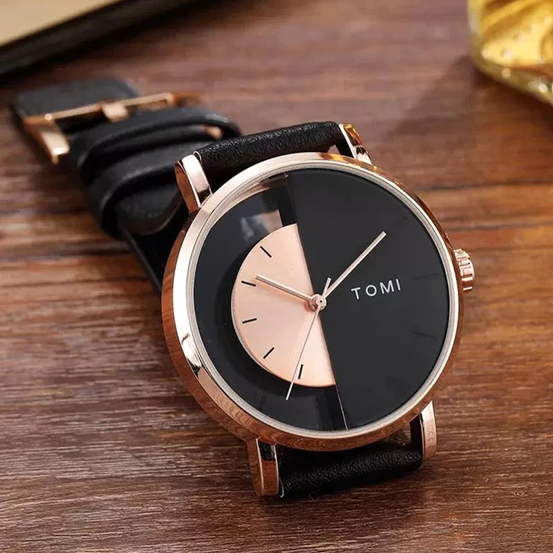 Relógio Minimalista TOMI – Design Vazado em Quartzo