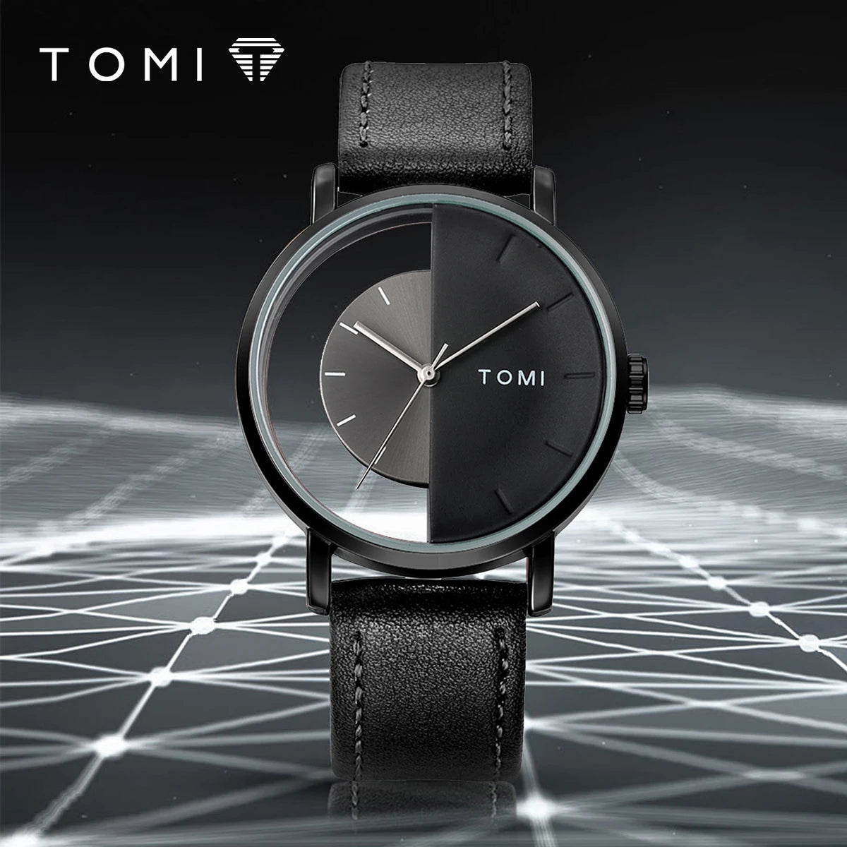 Relógio Minimalista TOMI – Design Vazado em Quartzo