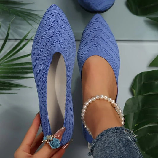 Sapato Feminino Elegance 2024 - Bico Fino em Malha Respirável, Slip-on Office e Casual