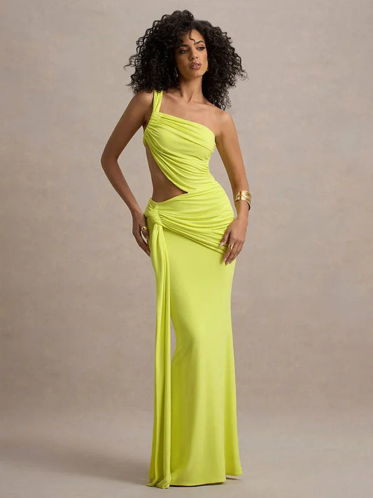 Vestido Longo Draped Éclipse – Elegância Escultural