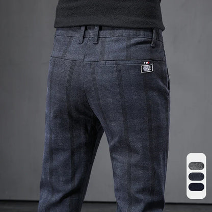 Calça Masculina em Tecido Macio - Estilo Coreano Casual para Outono e Primavera - Slim Fit Reto com Elastano