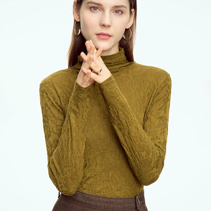 Suéter Feminino Minimalista  2025 - Gola Alta, Manga Longa, Ajuste Slim