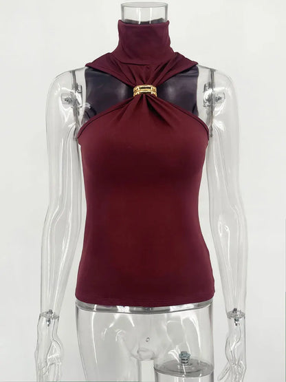 Top Cropped Off-Shoulder LuxeClub™ – Y2K Sofisticado com Elasticidade e Estilo Atemporal