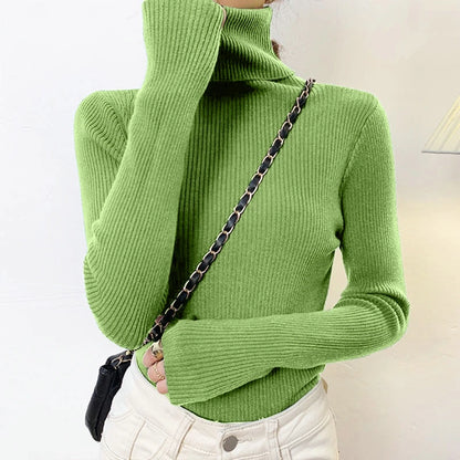 Élisee™ Sweater - Women's Slim Turtleneck with Fine Knit and Minimalist Korean Style