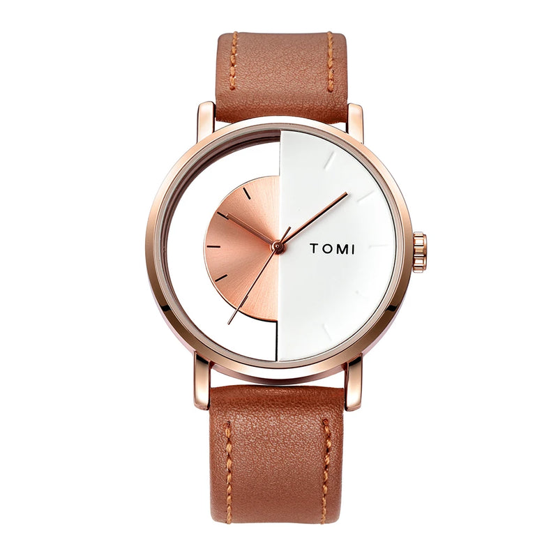 Relógio Minimalista TOMI – Design Vazado em Quartzo