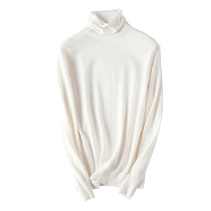 Blusa Gola Alta Slim Yahmandy™ – Tricô Coreano Ajustado Outono/Inverno 2025