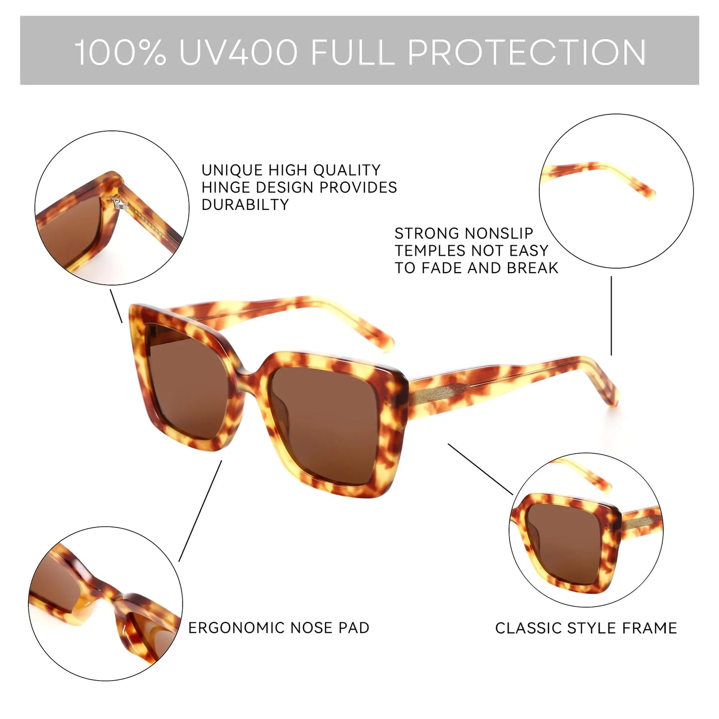 Zen Aurora Butterfly Thick-Frame — Óculos de Sol Acetato Polarizados Femininos