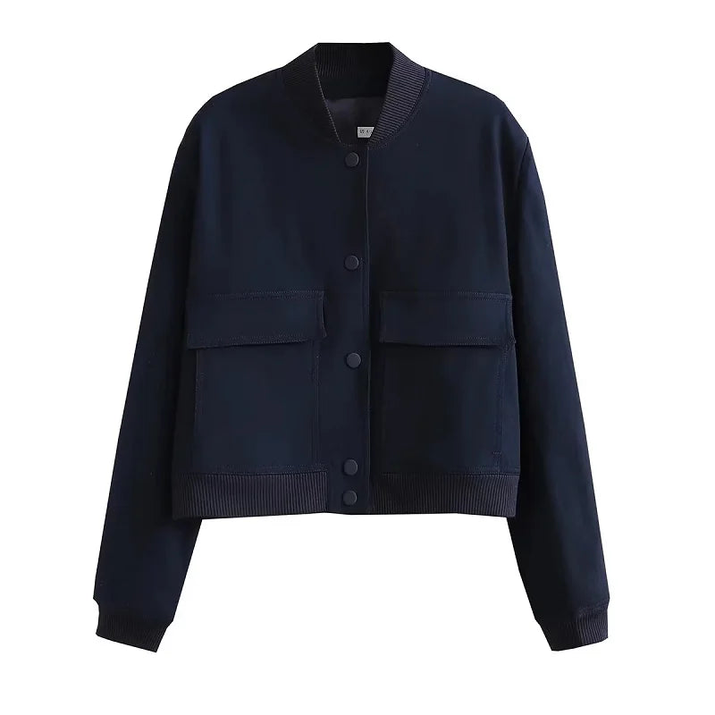 Jaqueta Bomber Cropped Branca Feminina Yahmandy™ – Casual & Elegante | Outono/Inverno 2026