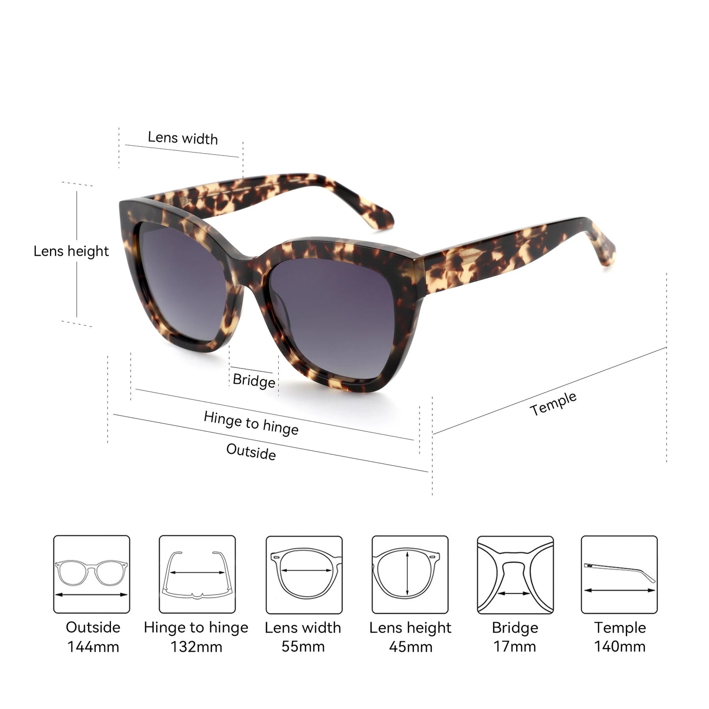 Zen Éclipse Acetato Butterfly — Óculos de Sol Polarizados Femininos