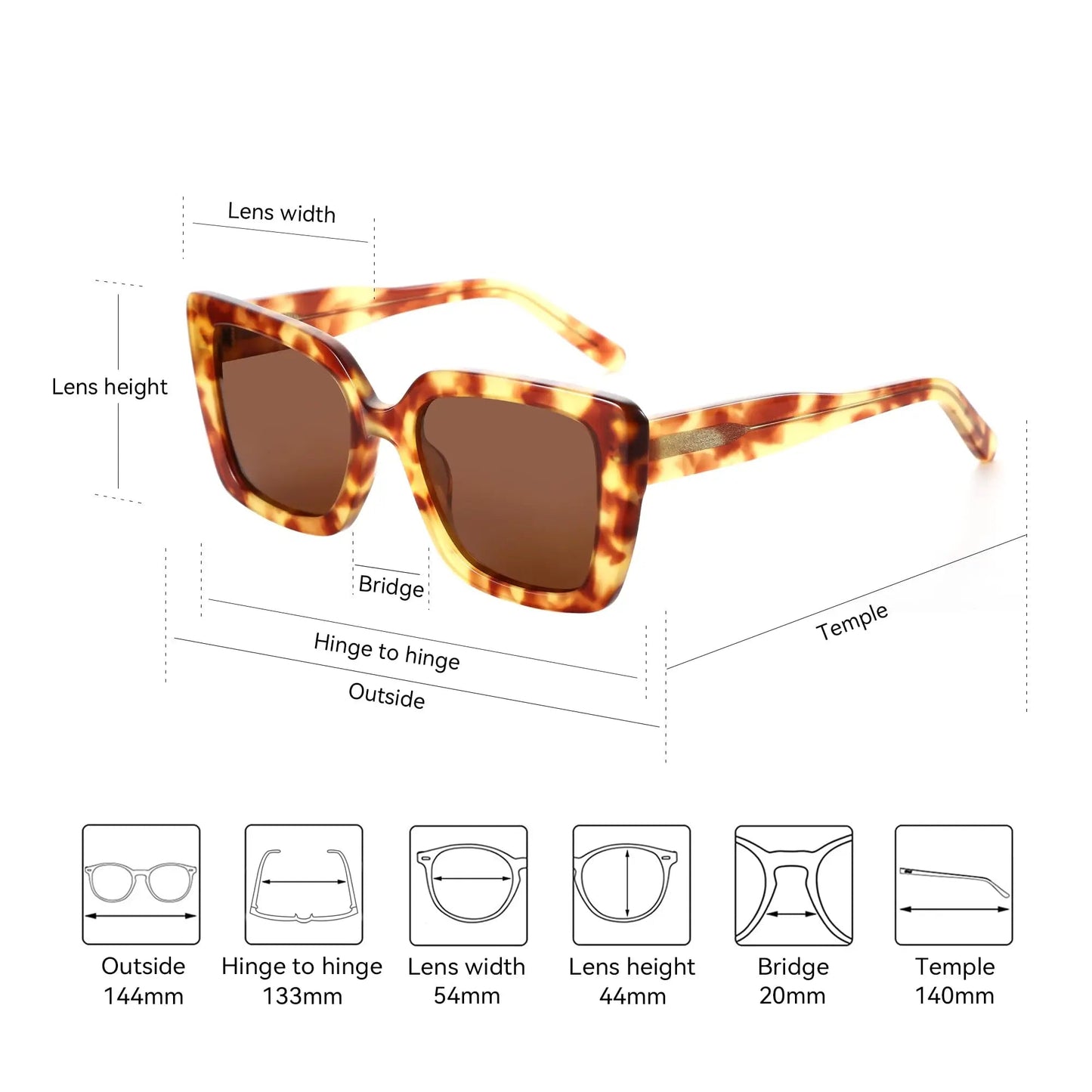 Zen Aurora Butterfly Thick-Frame — Óculos de Sol Acetato Polarizados Femininos