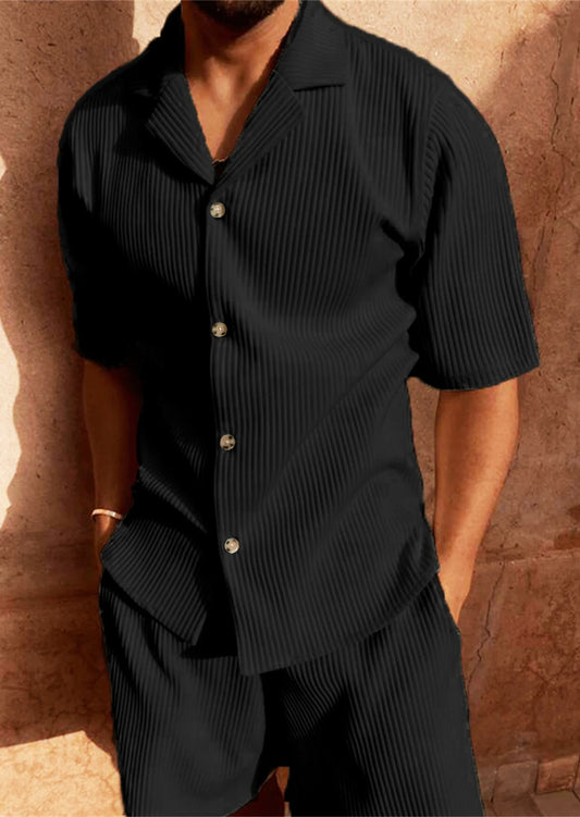 Conjunto Minimalista em Veludo Cotelê – Camisa e Bermuda Casual