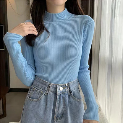 Élisee™ Sweater - Women's Slim Turtleneck with Fine Knit and Minimalist Korean Style