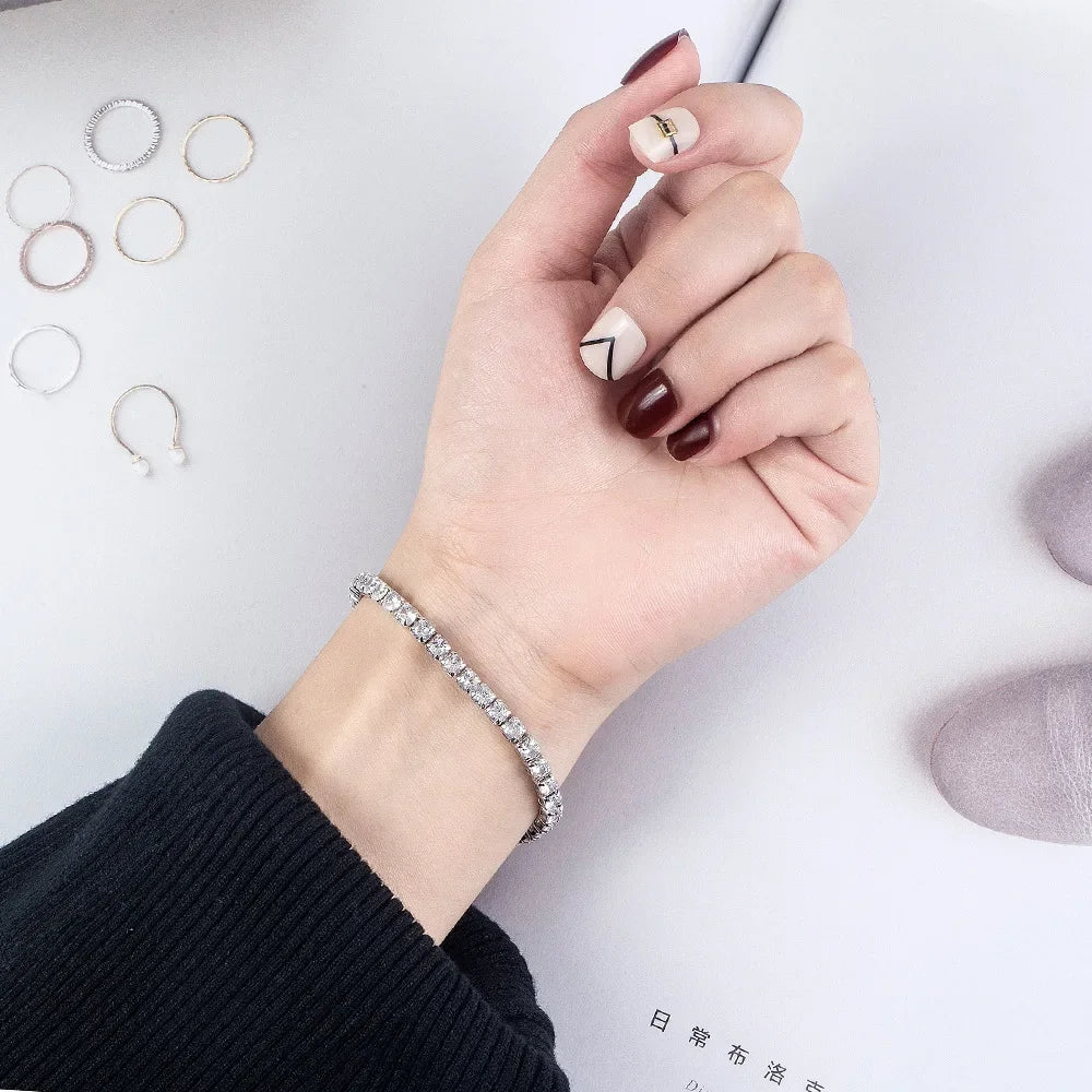 Brilliance Tennis S925™ – Pulseira de Prata Esterlina com Zircônia 4mm