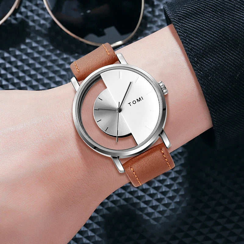 Relógio Minimalista TOMI – Design Vazado em Quartzo
