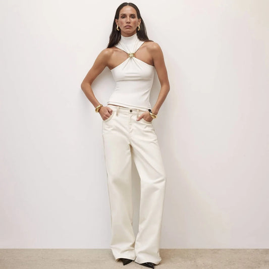 Top Cropped Off-Shoulder LuxeClub™ – Y2K Sofisticado com Elasticidade e Estilo Atemporal