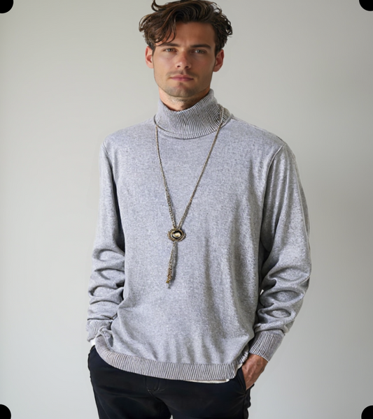 Blusa Masculina Premium em Tricô - Gola Alta | Acrílico e Poliéster